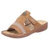 Pantolette RIEKER, Damen, Gr. 41, braun (hellbraun), Lederimitat, casual, Schuhe, Sommerschuh, Schlappen, Hausschuh, Urlaubschuh mit Klettverschluss