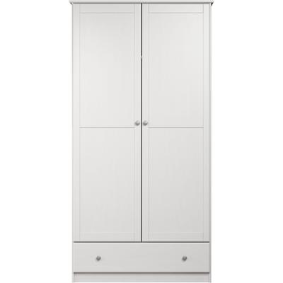 Kleiderschrank HOME AFFAIRE "Delsbo Garderobenschrank Wäscheschrank Schlafzimmer Massivholz", weiß, B:96cm H:187cm T:54cm, Massivholz, Schränke, Drehtürenschrank aus Kiefernholz - mit Schublade und Kleiderstange Image