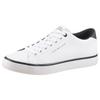Sneaker TOMMY HILFIGER "TH HI VULC CORE LOW LEATHER", Herren, Gr. 42, weiß, Leder, Lederimitat, unifarben mit Farbeinsatz, sportlich, Schuhe, Freizeitschuh, Halbschuh, Schnürer mit gepolstertem Schaftrand