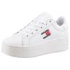 Plateausneaker TOMMY JEANS "TJW FLATFORM SNEAKER", Damen, Gr. 40, weiß, Leder, Textil, unifarben, sportlich, Schuhe, Freiezeitschuh, Halbschuh, Schnürschuh mit Schaftrandpolsterung