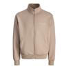 Sweatjacke JACK & JONES "JORGEN SWEAT ZIP HIGH NECK SS25", Herren, Gr. S, grau (mocha meringue), angeraute Sweatware, Obermaterial: 77% Baumwolle, 19% Polyester, 4% Elasthan, unifarben, modisch, relaxed fit normal, Rundhals, Langarm Rippbündchen,...