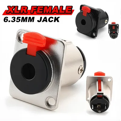 1/4 Inch 6.35mm Stereo TRS Female Socket 6.35 Jack 2-hole Panel Mount Audio Microphone MIC Cable