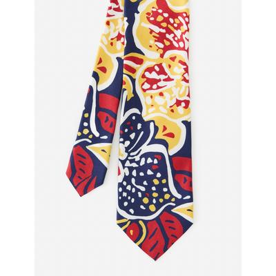 J.McLaughlin Men's Silk Tie in Hibiscus Swirl Navy/White/Red