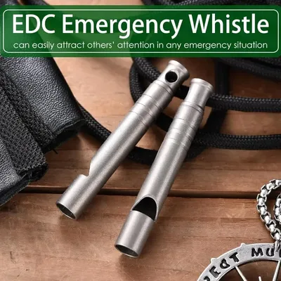 5PCS Outdoor Emergency Titanium Whistles EDC Safety Whistles Necklace High Decibel Survival Whistles, Pet Training Whistles