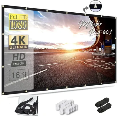 Portable Projector Screen 16:9 Foldable Wrinkle Free Projection Screens for Home Theater Outdoor