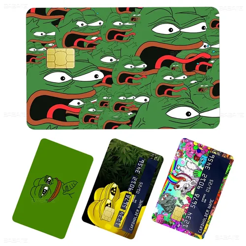 Autocollant de carte de débit Pepe The Frog Anime, bande avant, petit, grand, sans puce, jeune,