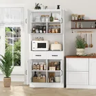 Armoire de cuisine, armoire buffet 180cm avec plaque de travail, armoire de rangement cuisine avec 4 portes et 2 tiroirs, armoire haute polyvalente