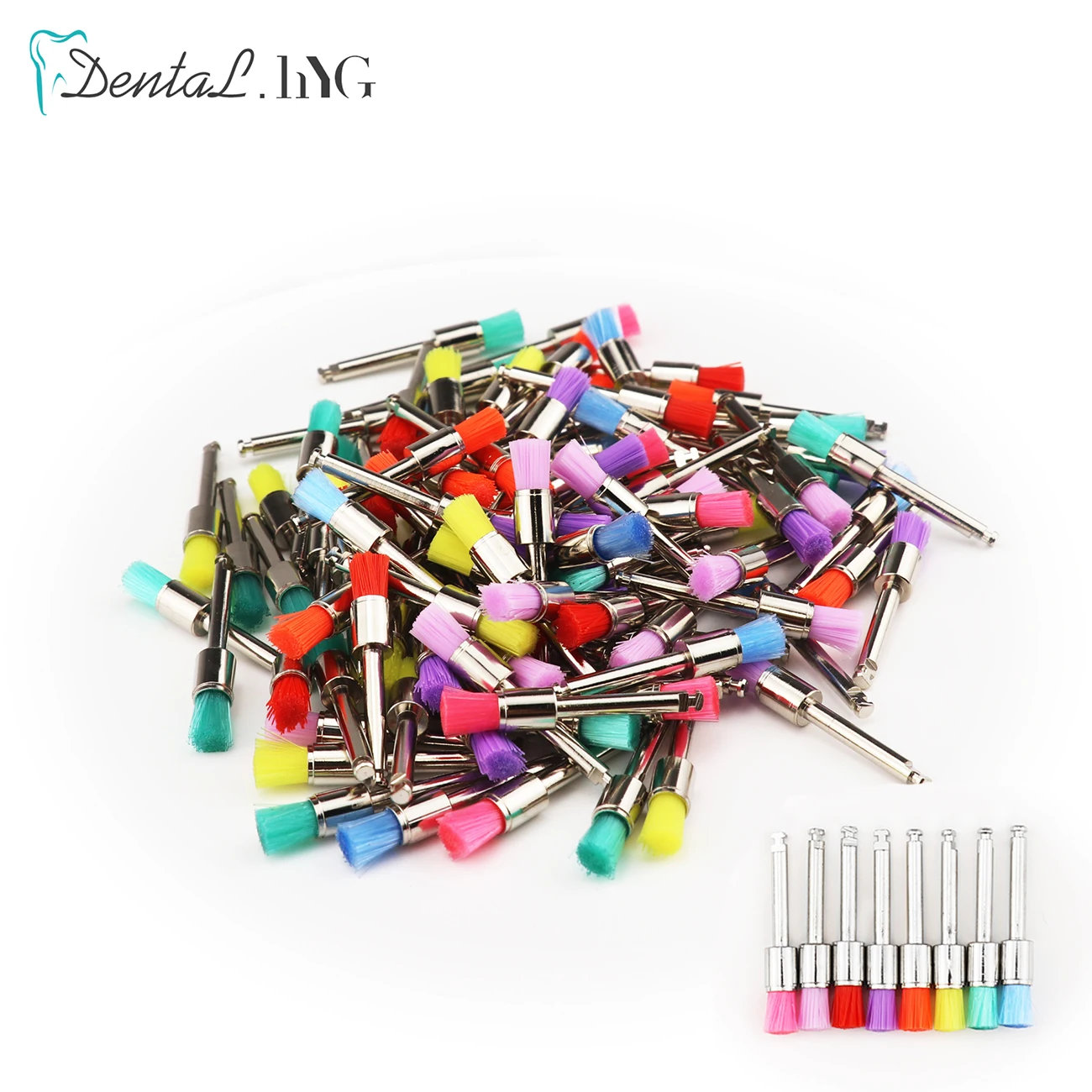 100 pz/borsa Usa E Getta Lucidatore Dentale Spazzola Con Setole di Nylon Spazzole Per Lucidatura Sbiancamento Dei Denti Spazzole Profilassi Materiali Dentista