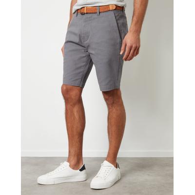 Threadbare Men's Slate Grey Belted Chino Shorts