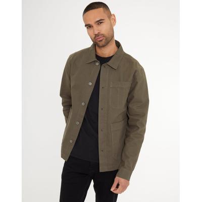 Khaki Green Button Up Lightweight Collared Utility Jacket