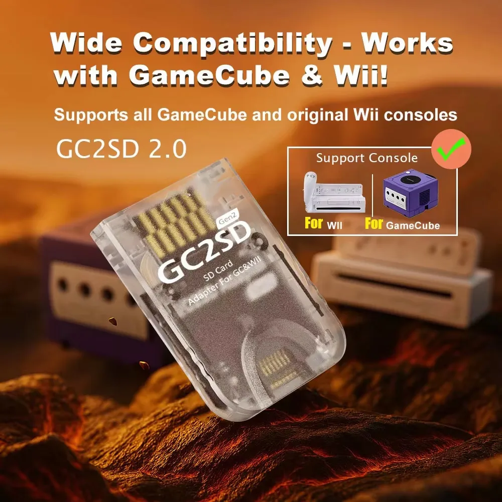 GC2SD Gen2 SD-Kartenadapter für Nintendo GameCube/Wii GC2SD 2.0 Speicher-TF-Kartenadapter, Unterstützung für verbesserte Geschwindigkeit, neueste Schweizer Image