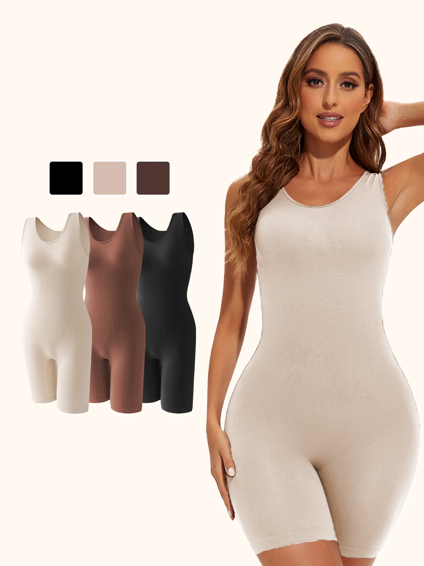 1PC Elastische Shapewear Bodys Komfortable Butt Heber Unterwäsche Body Taille Trainer Body Shaper Shapewear Breite Schulter Image