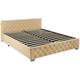 Lit capitonné avec bandes LED et espace de rangement 180x200 beige