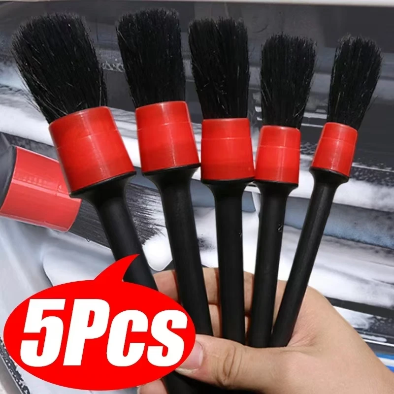 5Pcs Auto Reinigung Pinsel Kit Weichen Borsten Detail Pinsel Für Motorrad Auto Detaillierung Pinsel Set Rad Felgen Reinigung Pinsel werkzeuge Image