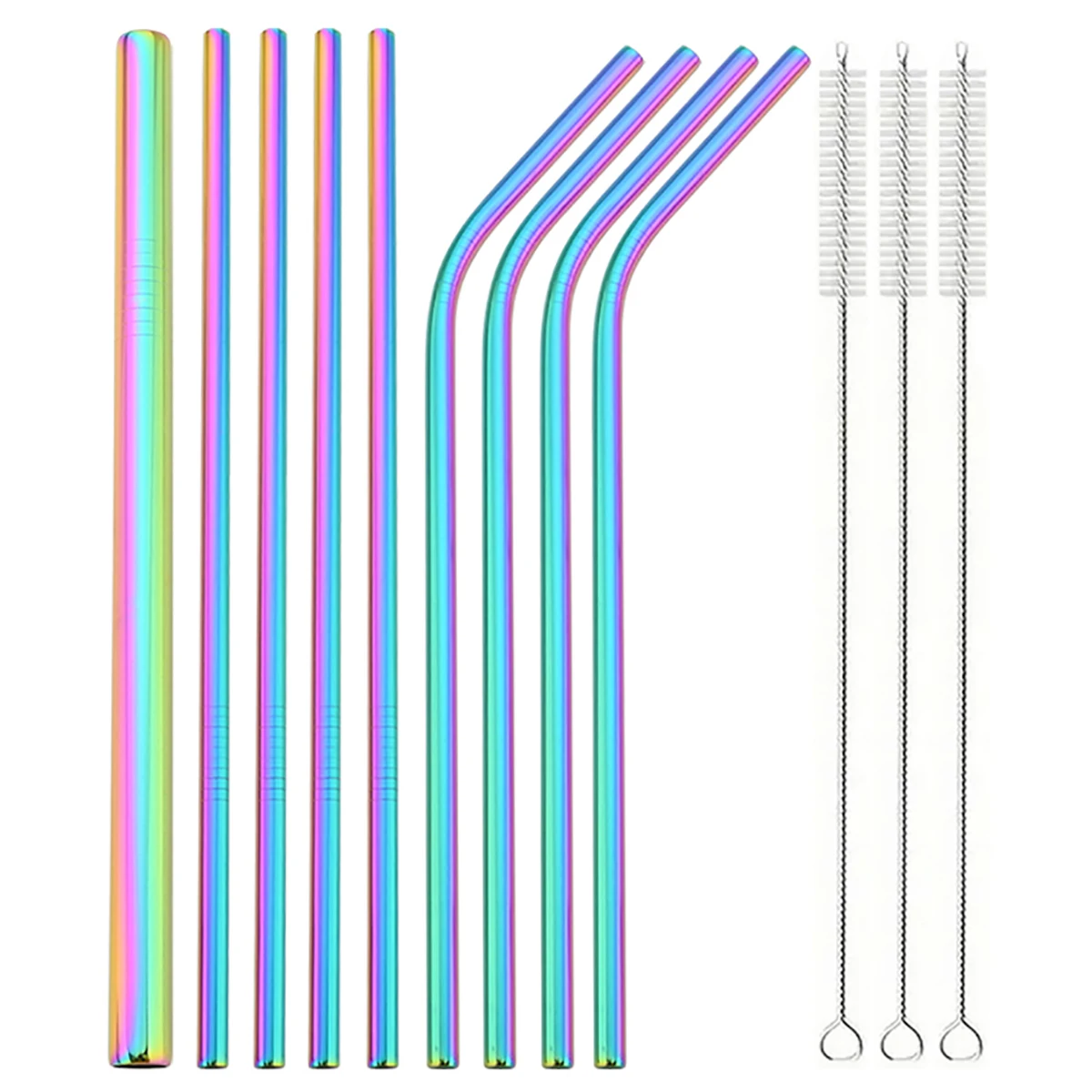 9 stücke Milch Shake Trinkhalm Bunte Edelstahl Stroh Set mit Pinsel Perle Milch Tee Cocktail Stroh Party Bar Drink Image