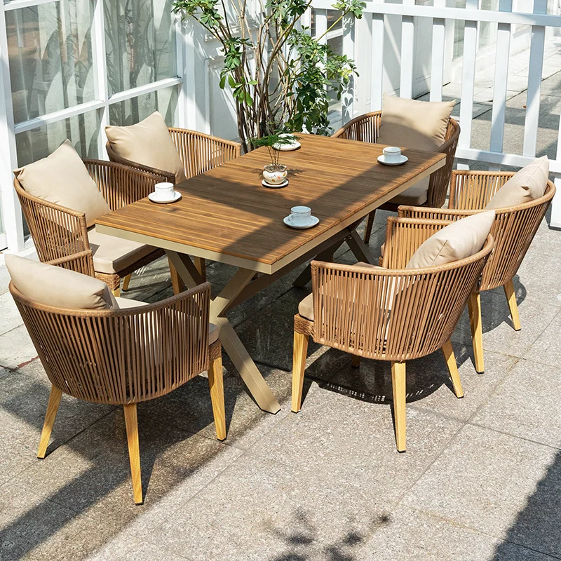 Holz Mobile Gartenmöbel Sets Kaffee Outdoor Lounge Camping Tisch Picknick Poker Kinder Mesas De Comedor Büromöbel Image