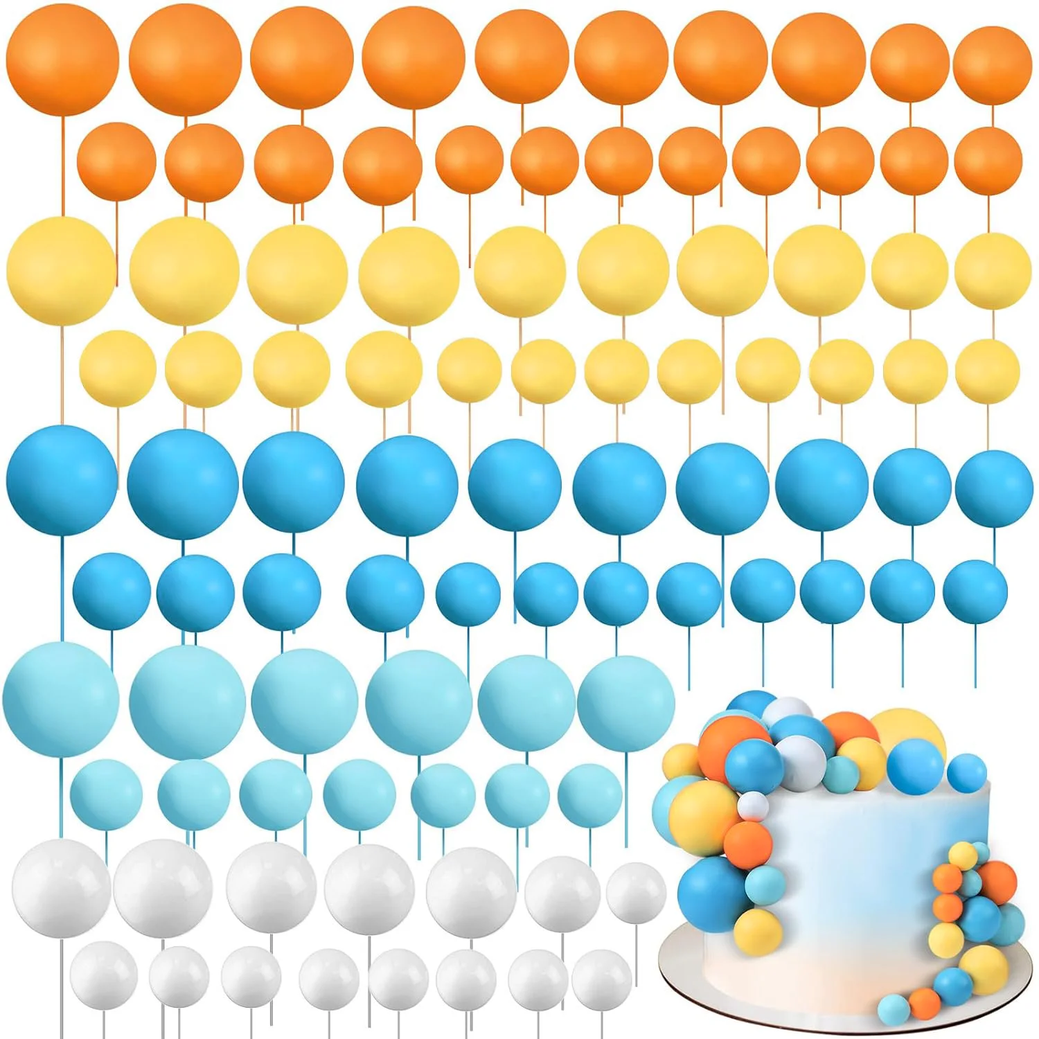 80 Stück Kugeln, Tortenaufsatz, DIY Cupcake-Einsatz, Schaumstoffballons für Kuchen, Backen, Hochzeit, Jahrestag, Geburtstag, Dekoration Image