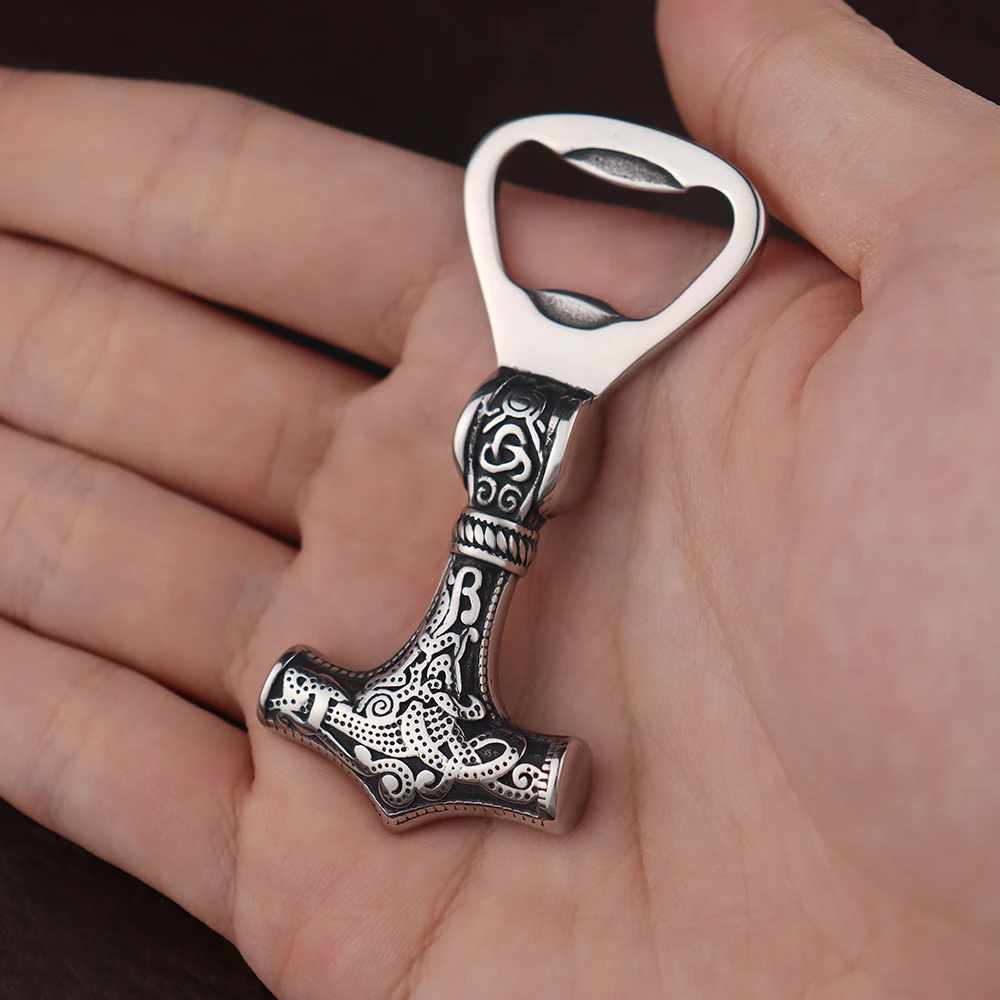 Vintage Wikinger Thor Hammer Flaschen öffner Edelstahl trend ige nordische Warhammer Korkenzieher cool skandi navis chen Schmuck Großhandel Image
