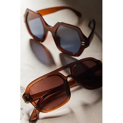 Royal Polarized Aviator Sunglasses at Free People in Taupe Brown