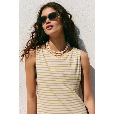 Miley Polarized Rectangle Sunglasses at Free People in Lime/Smoke