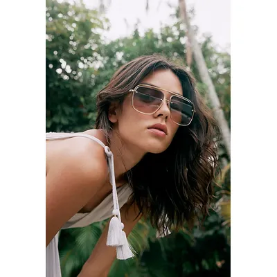Halo Aviator Sunglasses at Free People in Black To Tan Gradient