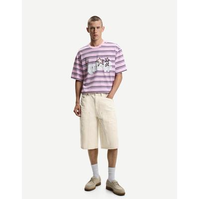 Bershka Carpenter Skater Bermuda Shorts Men 32 Cream