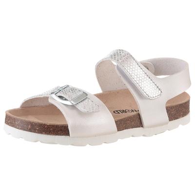 Riemchensandale KIDSWORLD, Kinder, Gr. 31, silber (weiß, silberfarben), Lederimitat, metallic, klassisch, Schuhe, Sommerschuh, Klettschuh, Urlaubschuh, Strandschuh in Metallic-Optik Image