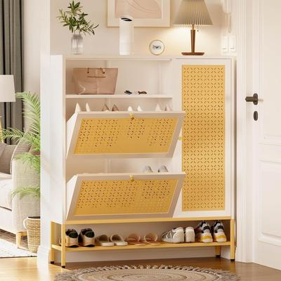 AECOJOY Shoe Storage Cabinet with 2 Flip Drawers with Door & Open Storage - 10.2