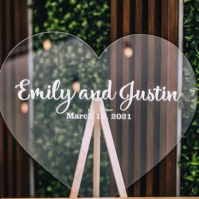 TEMU Custom Acrylic Wedding Guest Book - Elegant Clear Board With & Special Dates, No Power Needed, Events & Meetings, Wedding Guest Book Image