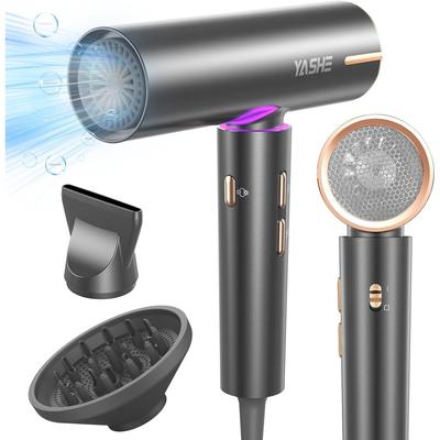 TEMU Yashe Hd-888f Hair Dryer, 110,000 Rpm Brushless Motor, 1800w Blow Dryer With Diffuser & Concentrator, 3 Heat Settings, Cool Button, 23m/ Drying For Salon Image