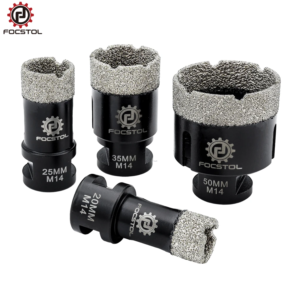 FOCSTOL Bohrkernbohrer, Durchmesser 6–125 mm, Fliesen-Lochsägenbohrer für Fliesen, Keramik, Marmor, Granit, M14-Gewinde, Fliesenbohrer-Kernbohrer Image