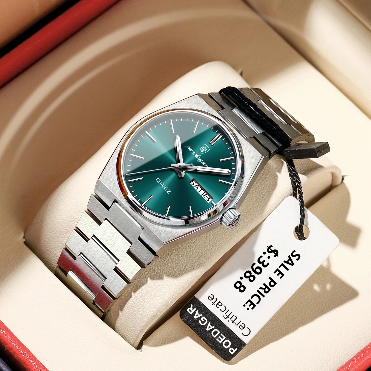 POEDAGAR Mode Quarz Damenuhr Edelstahl Datum Woche Damen Armbanduhr Wasserdicht Leuchtende Business Uhren Für Frauen Image