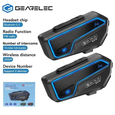 Motorrad-Bluetooth-Headset【HiFi-Stereo-Sound, Bildschirm- und RGB-Lichter】 80 Meilen pro Stunde Image