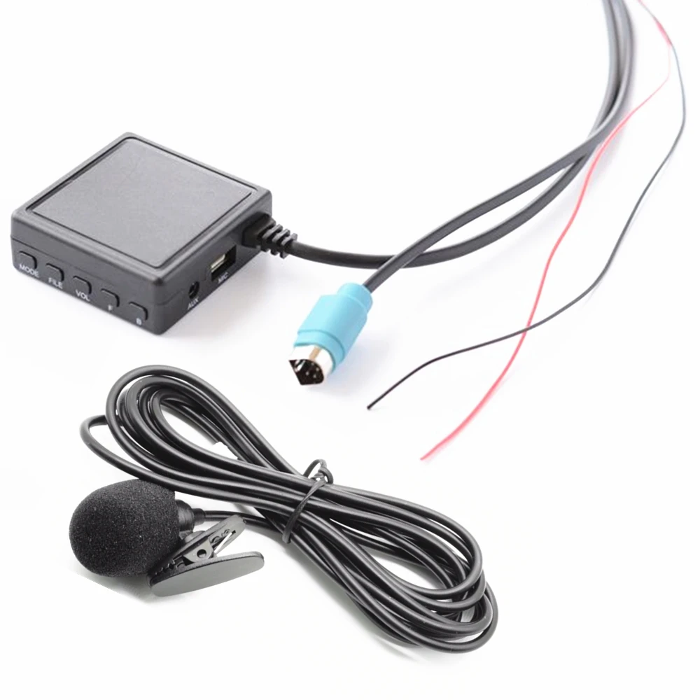 Auto Radio Bluetooth 5,0 Micphone Freihändiger Drahtloser Audio AUX-IN USB Verdrahtung Stereo Adapter für Alpine KCE-236B Image