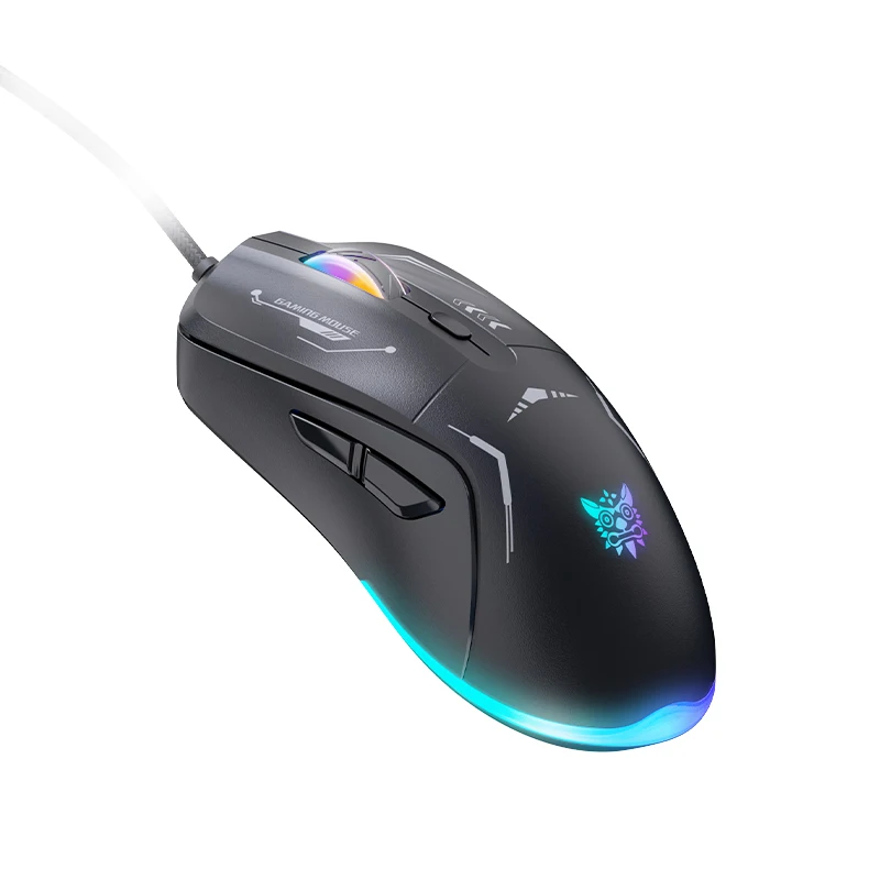 Onikuma Cw917 Kabelgebundene Gaming-Maus, 6 Stufen einstellbar, 6400 dpi, 7 programmierbare Tasten, 7 RGB-Beleuchtungsmodi, ergonomische Mäuse für PC Image