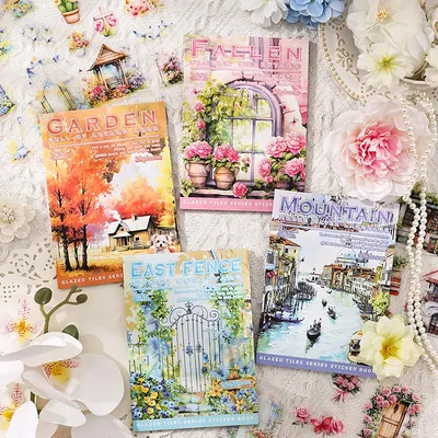 20 Blatt Blumenzimmer Innenhof Stanzen PET Aufkleber Buch DIY handgemachte Scrapbook Hintergrund Dekoration Lieferungen Image