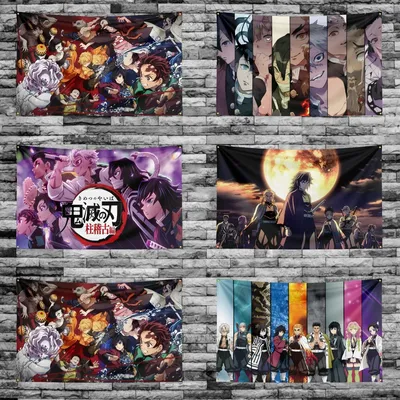 90X150CM D-Demon-Slayers Flag Polyester Digital Gedruckt Spiel Tapisserie Vorhang Für Dekor Image