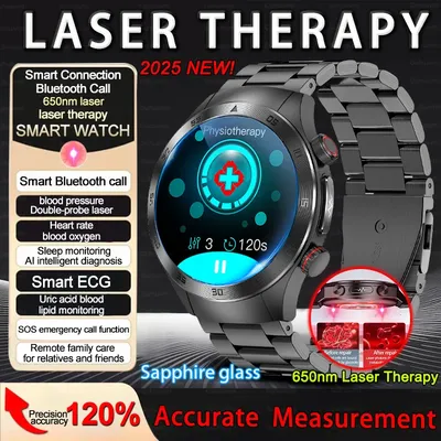 2025 New For HUAWEI Health Tracker Uric Acid Body Fat Smart watch laser Therapy Watches Bluetooth Call ECG+PPG Smart Watch Man