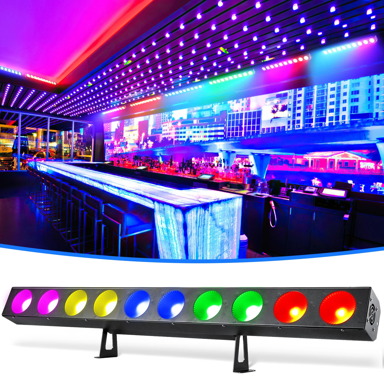 U'King 12x10W RGBW 4 in 1 LED Wall Wash Lichtleiste DMX Line Bar Licht 10-Augen COB Matrix Licht Bühnenlichteffekt für DJ Konzert