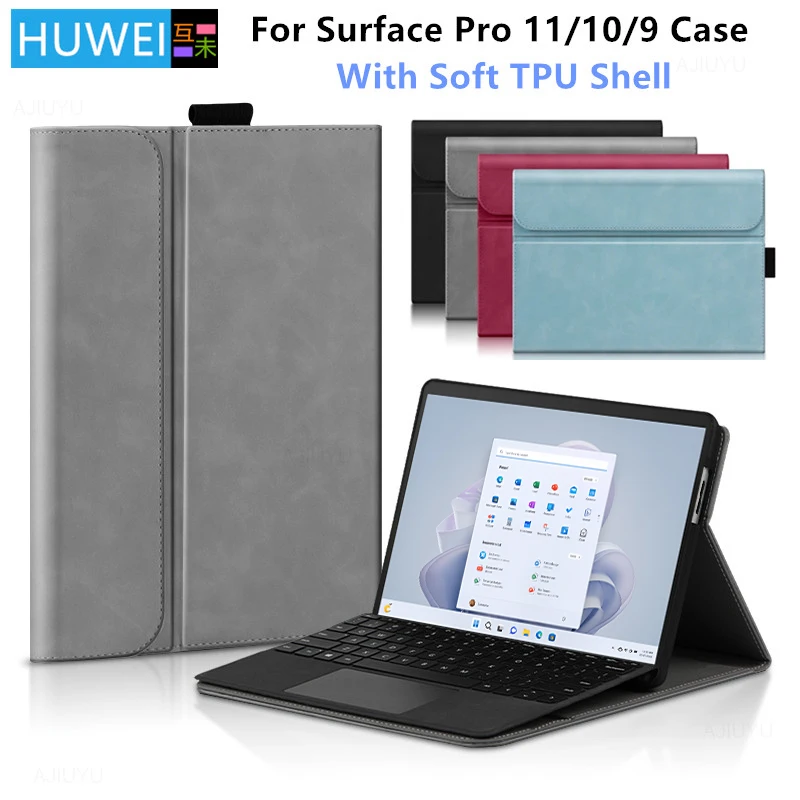 HUWEI Fall Für Microsoft Oberfläche Pro 11 10 9 Tablet Hülse Für Oberfläche Pro 11 10 9 Pro11 pro10/9 13 "PU Leder Flip Stand Abdeckung Image