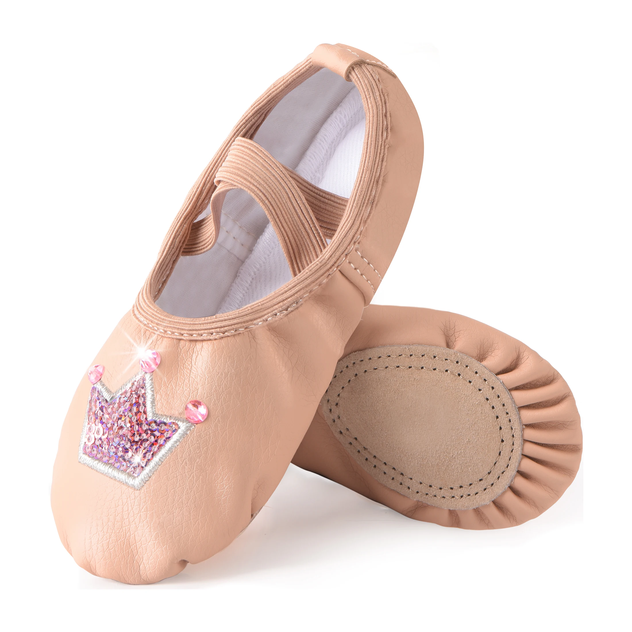 Mädchen-Ballett-Lederschuhe, flache Schuhe mit geteilter Sohle, Tanzschuhe für Ballerina-Tanz, Kleinkind/kleines Kind/großes Kind