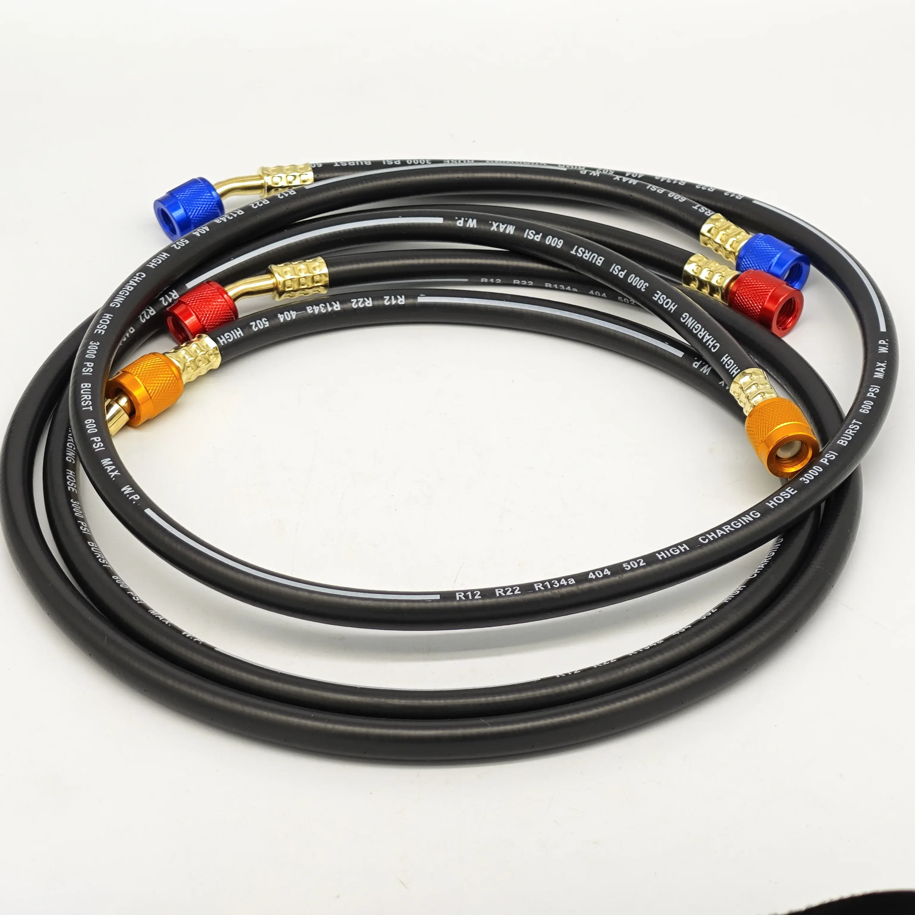 1M1.2M1.8M three set black anti-explosion refrigerant tube for R12, R22, R134A, 404,502,HVAC automotive refrigerant charging kit Image