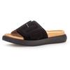 Pantolette GABOR, Damen, Gr. 41, schwarz, Ziegenveloursleder, unifarben, sportlich, Schuhe, Plateau, Sommerschuh, Schlappen mit großer Zierschnalle, Topseller