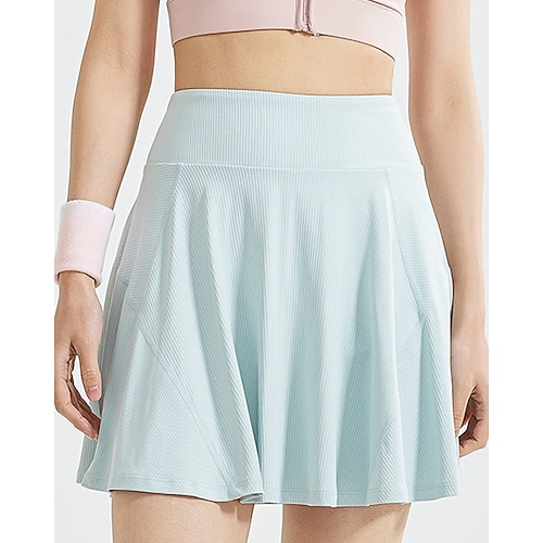Damen Einfarbig Lässiger Rock Tennisröcke Tennisröcke mit Shorts Plissiert Seitentaschen Dehnbar Tennis Golfspiel Pickleball Unterteile Schwarz Elfenbein Leicht Grün Spandex Tennisbekleidung Image