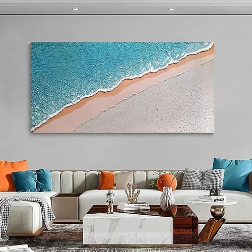 blaues Ozean-Ölgemälde, handgemaltes zeitgenössisches Indigo-Gemälde auf Leinwand, großes Kunst-Ozean-Meer-Gemälde, Fisch in der Tiefe, Wohndekor-Gemälde, 3D-Seelandschaft-Ölgemälde Image