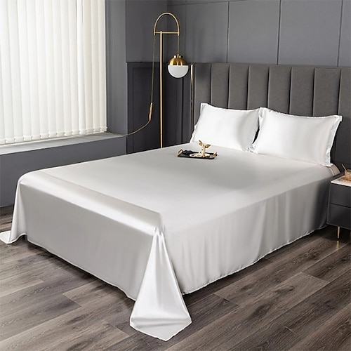 Eis-Seide Bettlaken Einzelstück Satin Stoff Kühler Seidenbettlaken Imitationsseiden Bettlaken Kissenbezug Drei-teilige Set Image