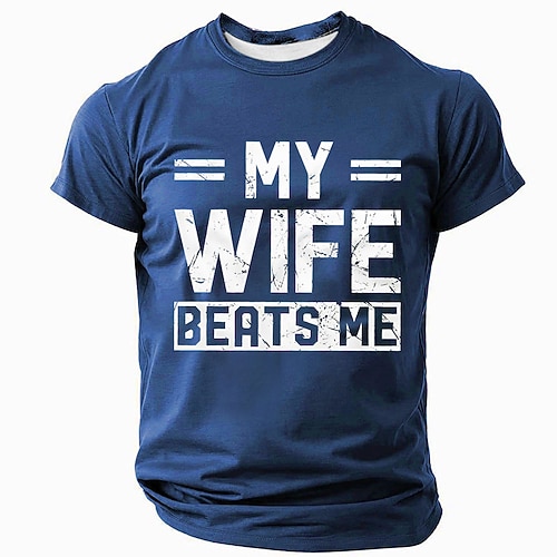 Herren T-Shirt Meine Frau schlägt mich lustiges Wortspiel Grafik Kurzarm Grün