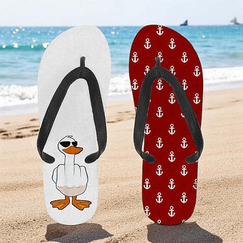Herren-Flip-Flops mit Gänse-Design und Seilmuster – lässiger Beach-Style für Männer bei Strandausflügen und Sommeraktivitäten Image