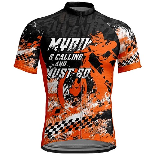 Herren Radtrikot Grafik Kurzarm Fahhrad T-Shirt Trikot mit 3 Gesäßtaschen Mountainbike MTB Schnelltrocknend Anatomisches Design Feuchtigkeitsableitend Atmungsaktiv Sport Gelb Rot Blau Bekleidung Image