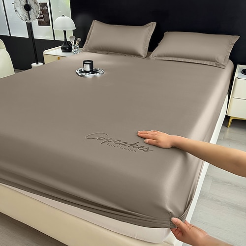 Sommer-Eis-Kühlbett seidig angenehme passgenaue Kühlbezüge für heiße Schläfer atmungsaktive Spannbettlaken nur für Frauen Männer Teenager Image